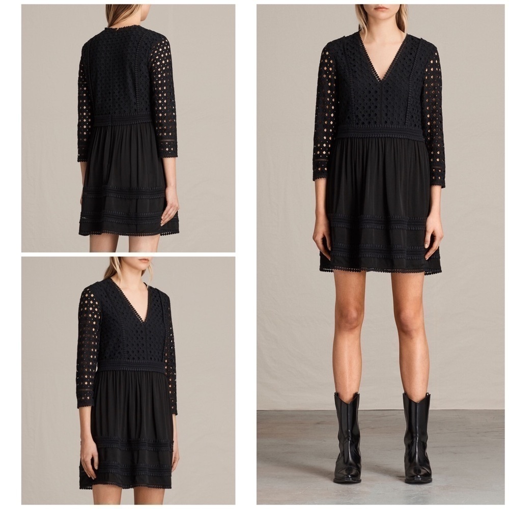 NWT AllSaints Silo Lace Crochet Babydoll Dress 6